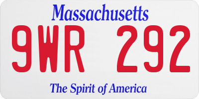 MA license plate 9WR292