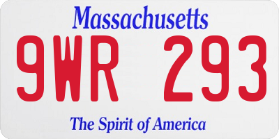 MA license plate 9WR293
