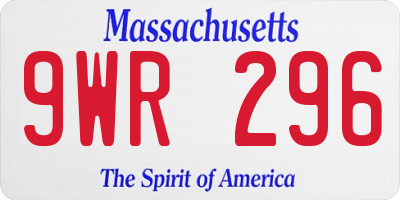 MA license plate 9WR296