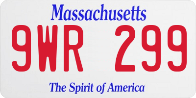 MA license plate 9WR299