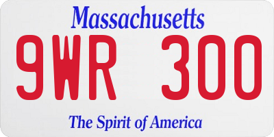 MA license plate 9WR300