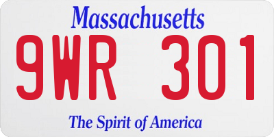 MA license plate 9WR301