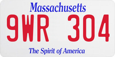 MA license plate 9WR304