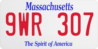 MA license plate 9WR307