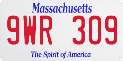 MA license plate 9WR309
