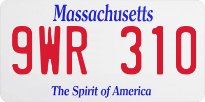 MA license plate 9WR310