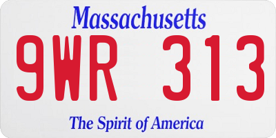 MA license plate 9WR313