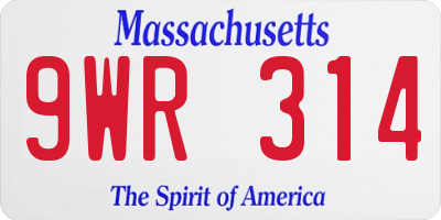 MA license plate 9WR314