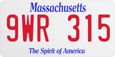MA license plate 9WR315