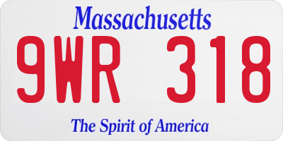 MA license plate 9WR318