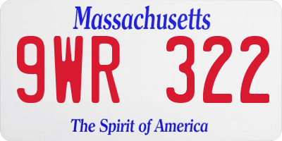 MA license plate 9WR322