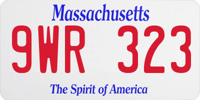 MA license plate 9WR323
