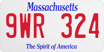 MA license plate 9WR324