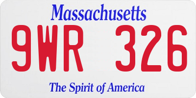 MA license plate 9WR326