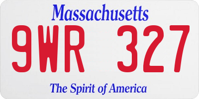 MA license plate 9WR327