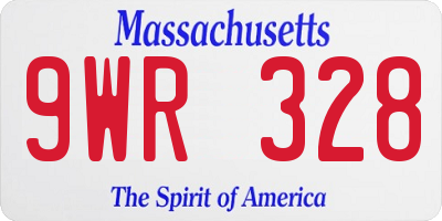 MA license plate 9WR328