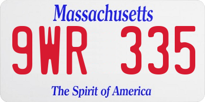 MA license plate 9WR335