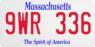 MA license plate 9WR336