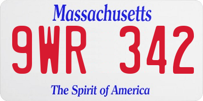 MA license plate 9WR342
