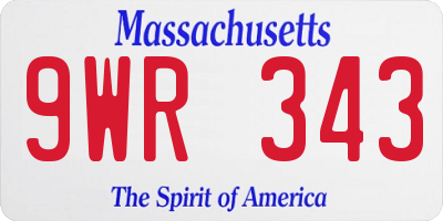 MA license plate 9WR343