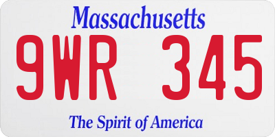 MA license plate 9WR345