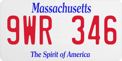 MA license plate 9WR346
