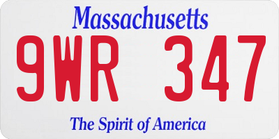 MA license plate 9WR347