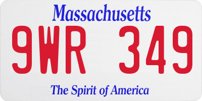 MA license plate 9WR349