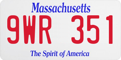 MA license plate 9WR351