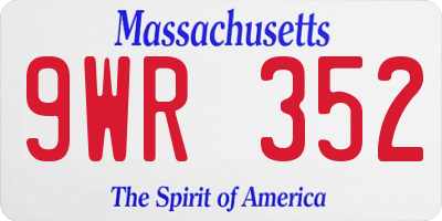 MA license plate 9WR352