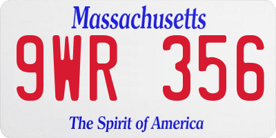 MA license plate 9WR356