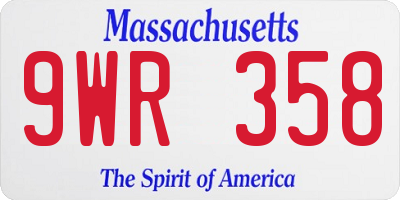 MA license plate 9WR358