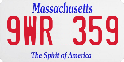 MA license plate 9WR359