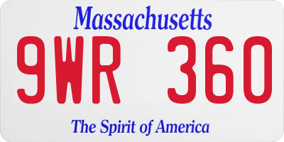MA license plate 9WR360