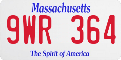 MA license plate 9WR364