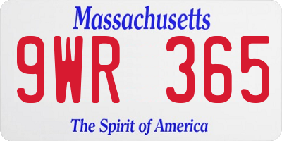 MA license plate 9WR365