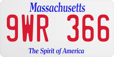 MA license plate 9WR366