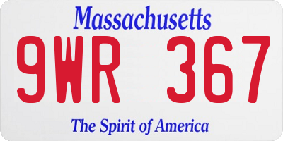 MA license plate 9WR367