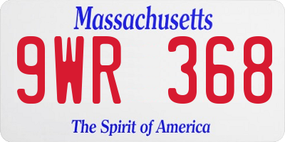 MA license plate 9WR368