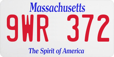 MA license plate 9WR372