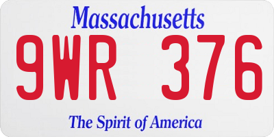 MA license plate 9WR376