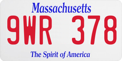 MA license plate 9WR378