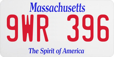 MA license plate 9WR396