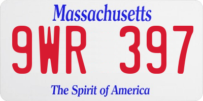 MA license plate 9WR397