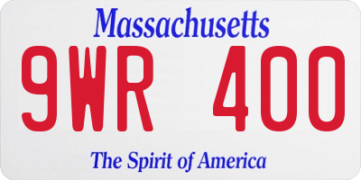 MA license plate 9WR400