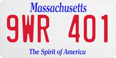 MA license plate 9WR401