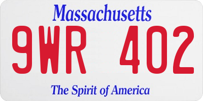 MA license plate 9WR402