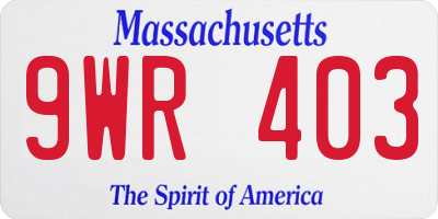 MA license plate 9WR403