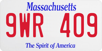 MA license plate 9WR409