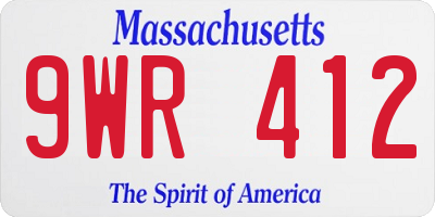 MA license plate 9WR412